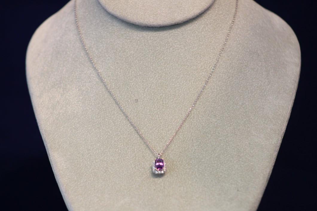 14k White Gold Pendant Semi-Mount for a 6x4 Amethyst with Diamonds
