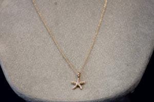 14k Yellow Gold Small Diamond Starfish Pendant