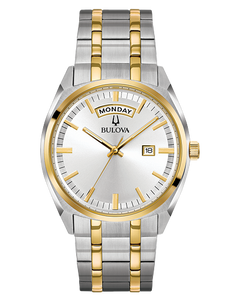 Two Tone Stainless Steel Day Date Bulova Watch