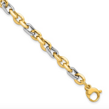 Load image into Gallery viewer, 14k Yellow and White Gold Polished Fancy Link 7.75&quot; Bracelet
