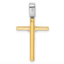 Load image into Gallery viewer, 14k Two-Tone Yellow and White Gold Polished Crucifix Cross Pendant
