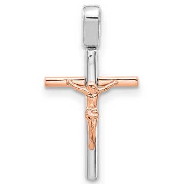 14k Rose and White Gold Crucifix Pendant