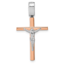 Load image into Gallery viewer, 14k Rose and White Gold Polished Crucifix Pendant

