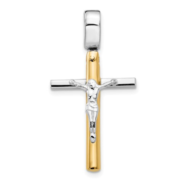 14k Yellow and White Gold Crucifix Pendant