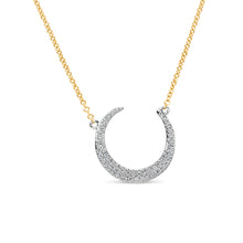 Load image into Gallery viewer, 14k White and Yellow Gold Crescent Shaped Diamond Pendant with Extender
