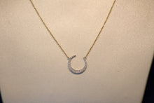 Load image into Gallery viewer, 14k White and Yellow Gold Crescent Shaped Diamond Pendant with Extender
