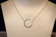 Load image into Gallery viewer, 14k White Gold Diamond Crescent Moon Pendant
