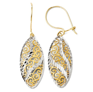 14k Yellow and White Gold Dangle Earrings