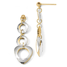 Load image into Gallery viewer, 14k Yellow and White Gold Polished Circle and Heart Reversible Earrings
