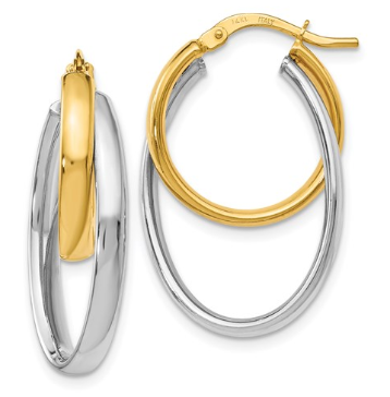 14k Yellow and White Gold Twisted Hoop Earrings