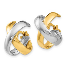 Load image into Gallery viewer, 14k Yellow and White Gold Small Twisted Hoop Earrings
