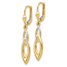 Load image into Gallery viewer, 14k Yellow Gold with White Rhodium Diamond-Cut Leverback Earrings
