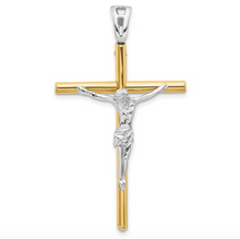 Load image into Gallery viewer, 14k Two-Tone Yellow and White Gold Crucifix Cross Pendant
