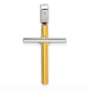 14k Yellow and White Gold Polished Crucifix Pendant