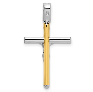 14k Yellow and White Gold Polished Crucifix Pendant