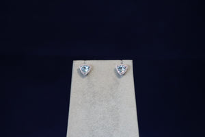 14k White Gold Trillion Shaped Aquamarine and Diamond Earrings