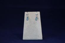 Load image into Gallery viewer, 14k White Gold Aquamarine and Diamond Drop Earrings
