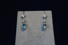 Load image into Gallery viewer, 14k White Gold Aquamarine and Diamond Drop Earrings
