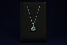 Load image into Gallery viewer, 14k White Gold Trillion Shaped Aquamarine and Diamond Pendant
