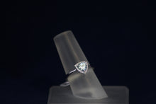 Load image into Gallery viewer, 14k White Gold Trillion Shaped Aquamarine and Diamond Ring
