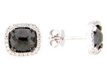 Load image into Gallery viewer, 14k White Gold Black Diamond and White Diamond Earrings
