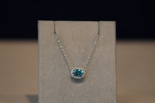 Load image into Gallery viewer, 14k White Gold Blue Zircon &amp; Diamond Pendant

