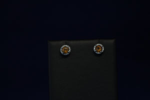 14k White Gold Citrine and Diamond Earrings