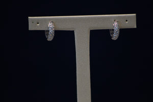 14k White Gold O-Shaped Pave Diamond Hoop Earrings