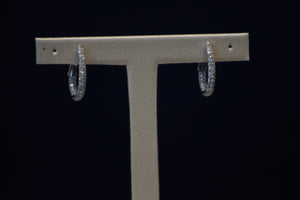 14k White Gold Diamond U-Shaped Hoop Earrings