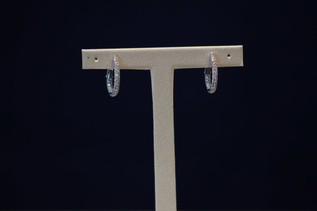 14k White Gold Diamond Hoop Earrings
