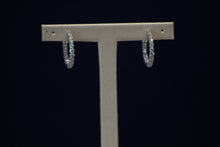 Load image into Gallery viewer, 14k White Gold Diamond Hoop Earrings
