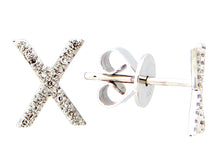 Load image into Gallery viewer, 14k White Gold Diamond &quot;X&quot; Earrings
