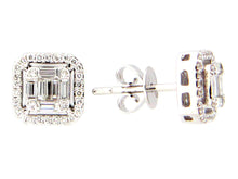 Load image into Gallery viewer, 14k White Gold Cushion Cut Shaped Halo Diamond Earrings
