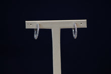 Load image into Gallery viewer, 14k White Gold Diamond Hoop Earrings

