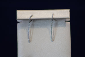 14k White Gold Diamond Oval Drop Earrings