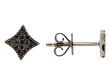 Load image into Gallery viewer, 14k White Gold with Black Finish Square Diamond Cluster Shaped Earrings
