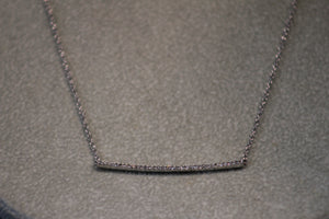 14k White Gold Medium Diamond Bar Necklace