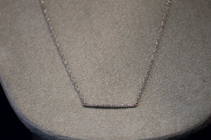 14k White Gold Small Diamond Bar Necklace