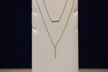 Load image into Gallery viewer, 14k White Gold Diamond Vertical and 14k White Gold Horizontal Bar Necklace with Extender
