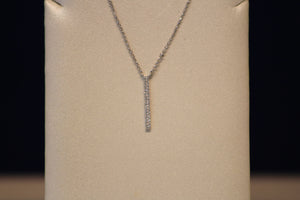 14k White Gold Diamond Vertical and 14k White Gold Horizontal Bar Necklace with Extender