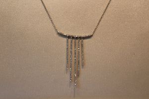 14k White Gold Diamond Tassle Necklace