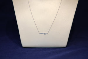 14k White Gold Diamond Baguette Bar Necklace with Extender