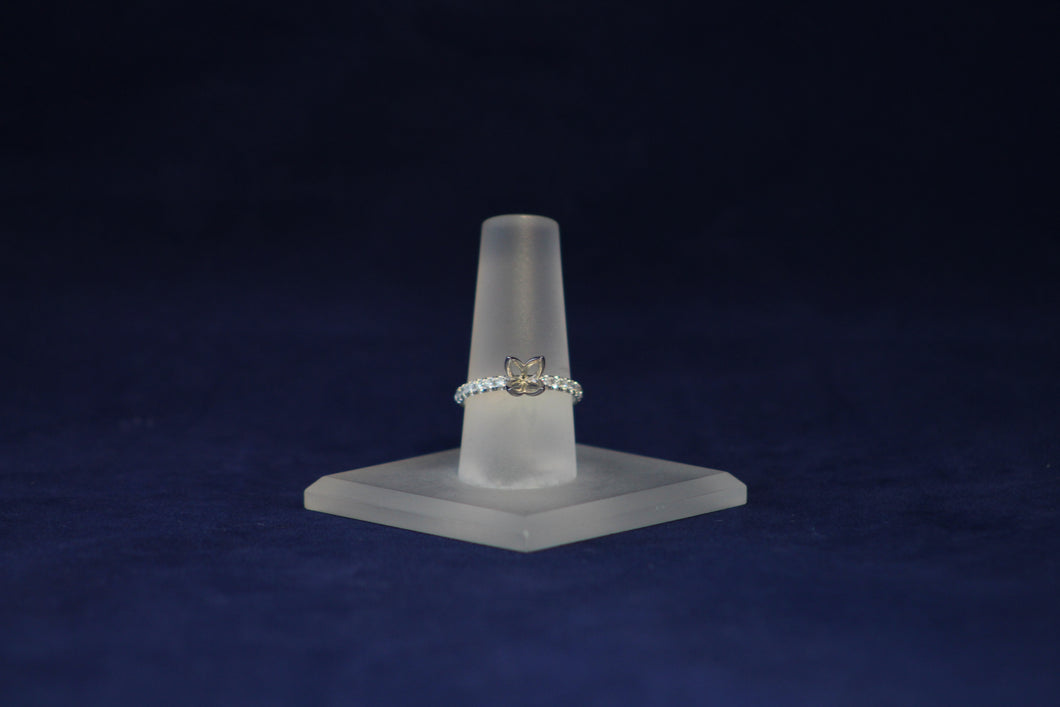 14k White Gold Diamond Engagement Ring Lotus Style Remount