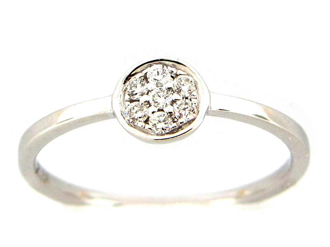 14k White Gold Bezel Set Diamond Cluster Ring