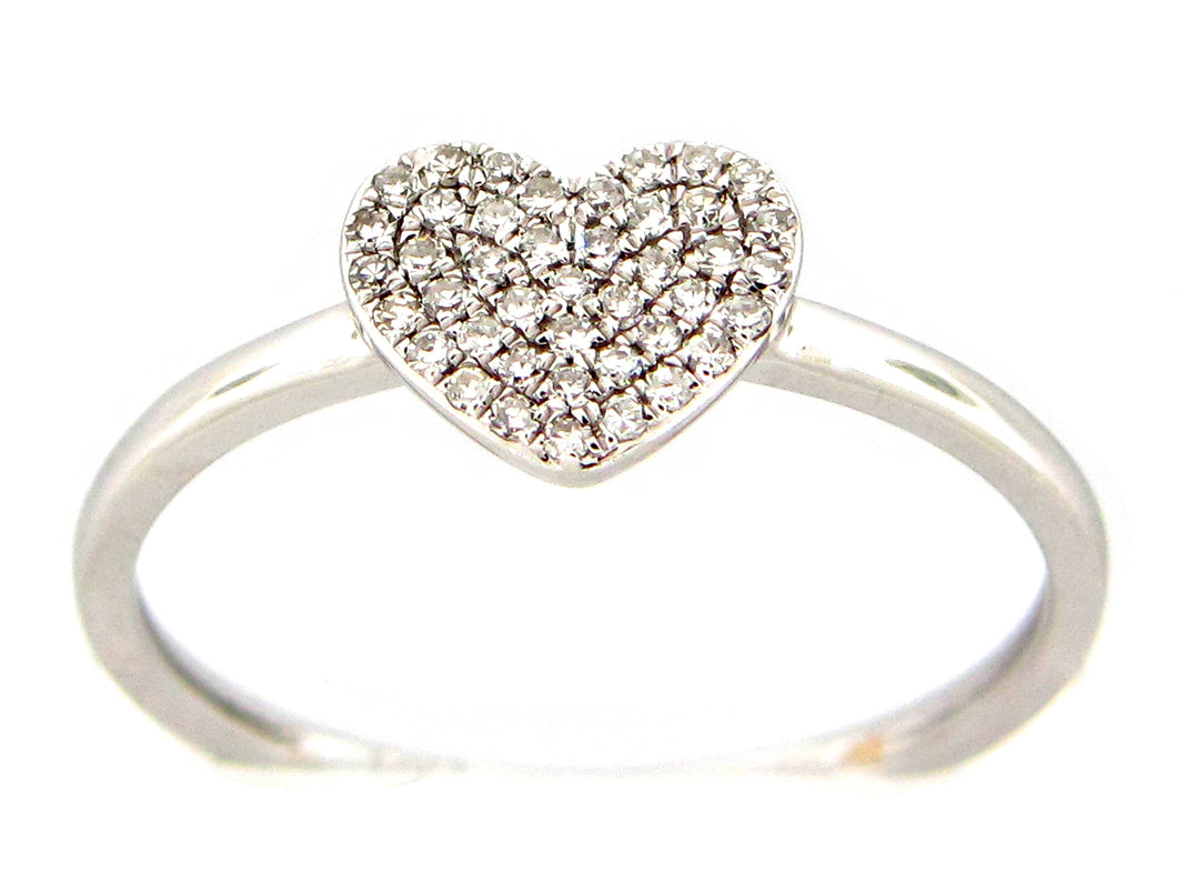 14k White Gold Heart Shaped Diamond Cluster Ring