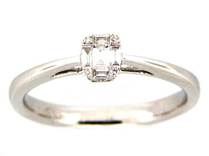 14k White Gold Baguette and Round Diamond Cluster Ring
