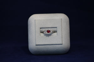 14k White Gold Princess Cut Ruby and Diamond Ring