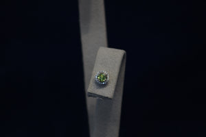 14k White Gold Halo Diamond & Peridot Earrings