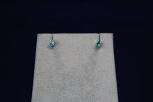 Load image into Gallery viewer, 14k White Gold Emerald Stud Earrings
