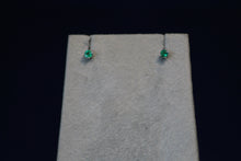 Load image into Gallery viewer, 14k White Gold Emerald Stud Earrings
